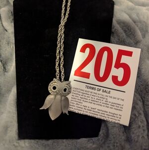 Lot 205 Pewter Owl Pendant W/Chain